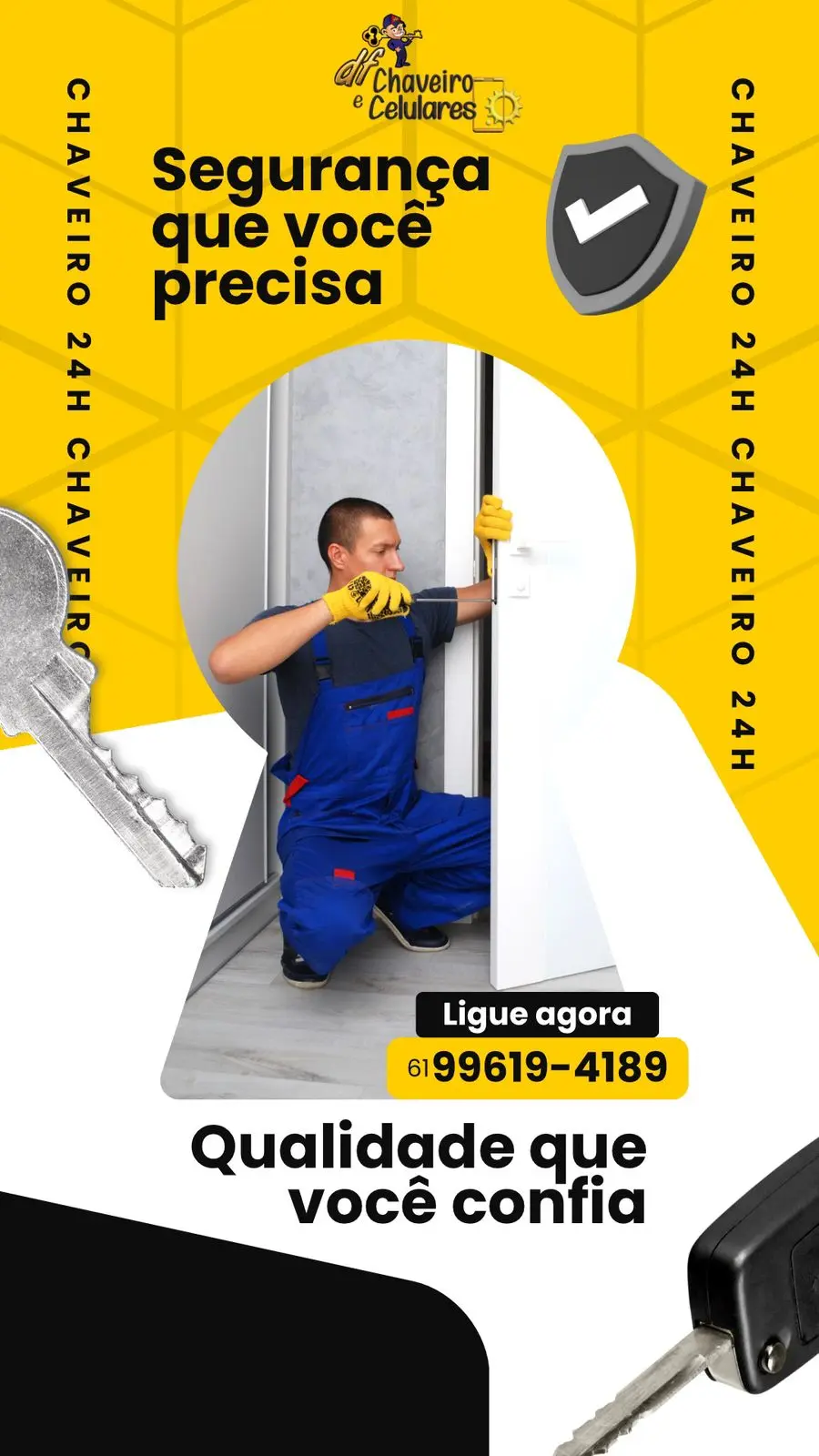 Atendimento rápido e confiável em chaveiro 24h